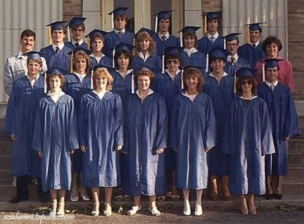 Class of 1985, gowns and hats for everyone!  Made available by Dennis Taft